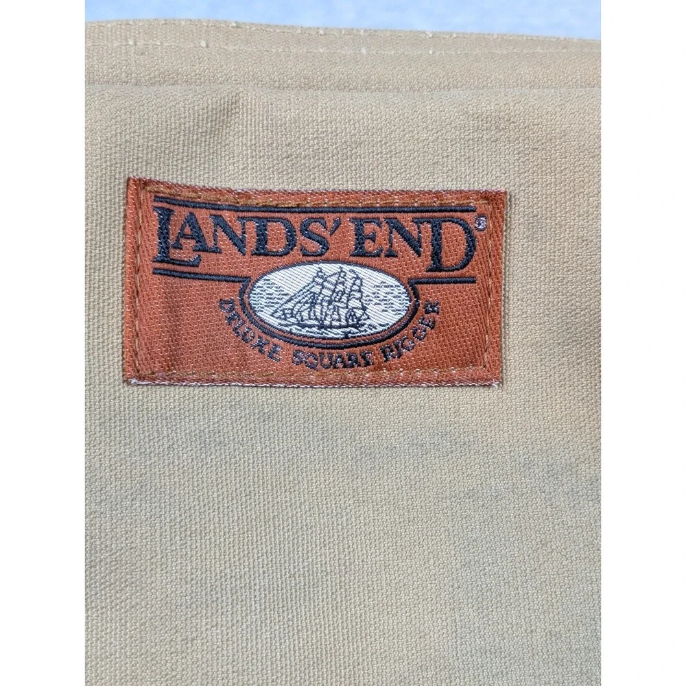 Vintage Lands' End Canvas Leather Trim Garment Bag Suiter Carry On Khaki Tan USA